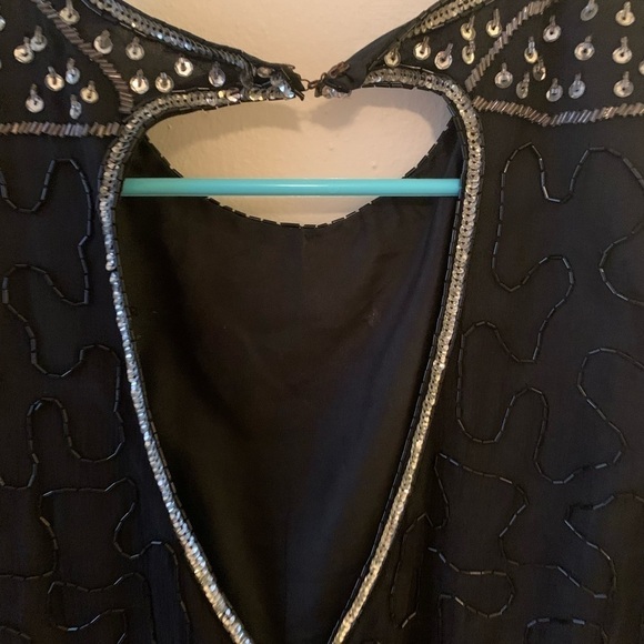 100% Silk Vintage Beaded Sparkle Sequin Cocktail Dress - Picture 5 of 11